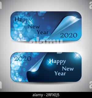Satz horizontaler Header oder Banner für Neujahr - 2020 Stock Vektor