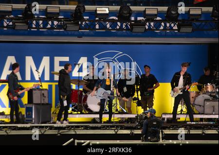 London, Vereinigtes Königreich, 5. August 2023. Die Pretender auf der Bühne bei Charity Event Game4Ukraine auf der Stamford Bridge. Cristina Massei/Alamy Live News Stockfoto