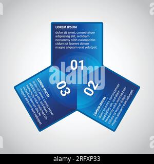 Vorlage für Vektor-Infografik-Design. Geschäftskonzept mit 3 Optionen, Teilen, Schritten oder Prozessen. Datenvisualisierung. Vektor und Illustration. Stock Vektor