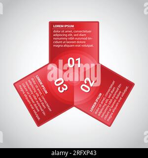 Vorlage für Vektor-Infografik-Design. Geschäftskonzept mit 3 Optionen, Teilen, Schritten oder Prozessen. Datenvisualisierung. Vektor und Illustration. Stock Vektor