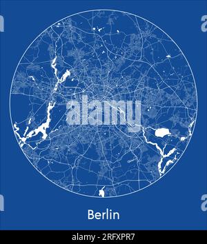 Stadtplan Berlin Deutschland Europa Blauer Druck kreisförmige Vektordarstellung Stock Vektor