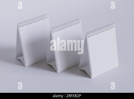 Tischkalender mit 3D-Software in Weiß und realistischer Textur gerendert Stockfoto