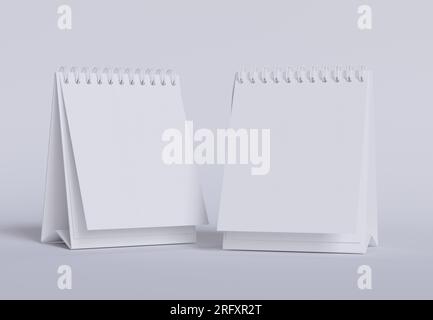 Tischkalender mit 3D-Software in Weiß und realistischer Textur gerendert Stockfoto