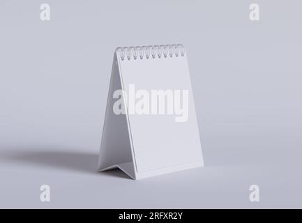 Tischkalender mit 3D-Software in Weiß und realistischer Textur gerendert Stockfoto