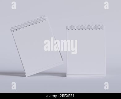 Tischkalender mit 3D-Software in Weiß und realistischer Textur gerendert Stockfoto