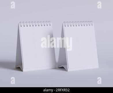 Tischkalender mit 3D-Software in Weiß und realistischer Textur gerendert Stockfoto