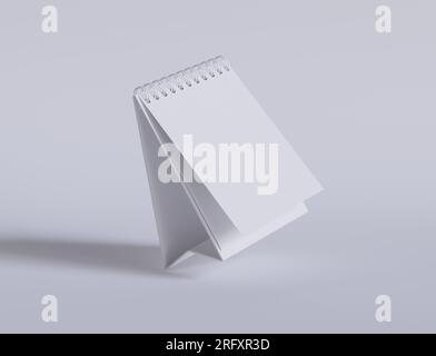 Tischkalender mit 3D-Software in Weiß und realistischer Textur gerendert Stockfoto