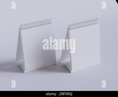 Tischkalender mit 3D-Software in Weiß und realistischer Textur gerendert Stockfoto