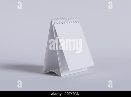 Tischkalender mit 3D-Software in Weiß und realistischer Textur gerendert Stockfoto