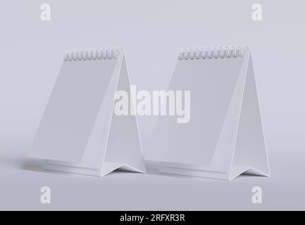 Tischkalender mit 3D-Software in Weiß und realistischer Textur gerendert Stockfoto