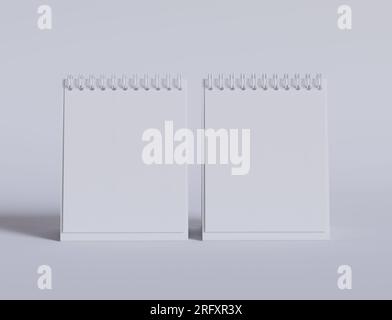 Tischkalender mit 3D-Software in Weiß und realistischer Textur gerendert Stockfoto