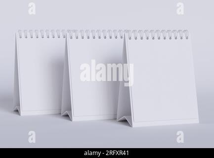 Tischkalender mit 3D-Software in Weiß und realistischer Textur gerendert Stockfoto
