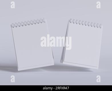 Tischkalender mit 3D-Software in Weiß und realistischer Textur gerendert Stockfoto