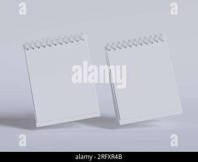 Tischkalender mit 3D-Software in Weiß und realistischer Textur gerendert Stockfoto