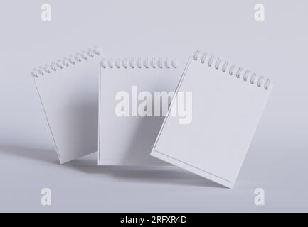 Tischkalender mit 3D-Software in Weiß und realistischer Textur gerendert Stockfoto