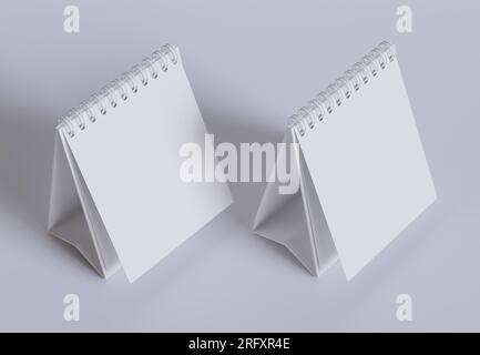 Tischkalender mit 3D-Software in Weiß und realistischer Textur gerendert Stockfoto