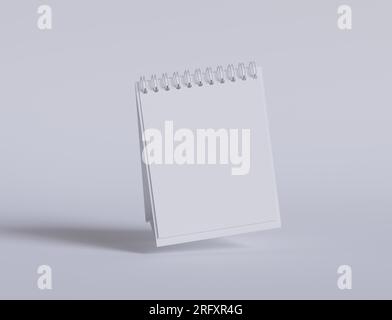 Tischkalender mit 3D-Software in Weiß und realistischer Textur gerendert Stockfoto