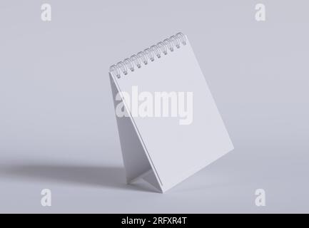 Tischkalender mit 3D-Software in Weiß und realistischer Textur gerendert Stockfoto