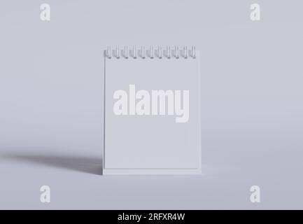 Tischkalender mit 3D-Software in Weiß und realistischer Textur gerendert Stockfoto