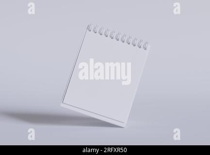 Tischkalender mit 3D-Software in Weiß und realistischer Textur gerendert Stockfoto
