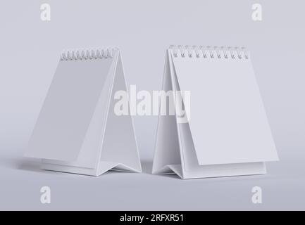 Tischkalender mit 3D-Software in Weiß und realistischer Textur gerendert Stockfoto