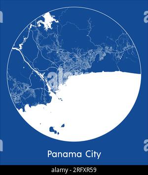 Stadtplan Panama City Panama Nordamerika Blauer Kreisvektor Stock Vektor