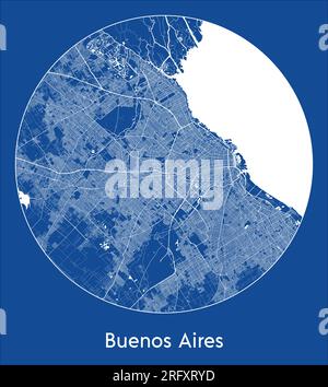 Stadtplan Buenos Aires Argentinien Südamerika Blau runder Kreisvektor Illustration Stock Vektor