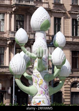 Herend dekorativer Brunnen, József Nádor tér, Joseph Palatin Platz, 5. District, Budapest, Ungarn, Magyarország, Europa Stockfoto