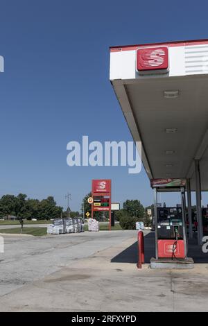 Galveston - 3. August 2023: Speedway Gas und Supermarkt. Speedway ist eine Tochtergesellschaft von 7-Eleven. Stockfoto