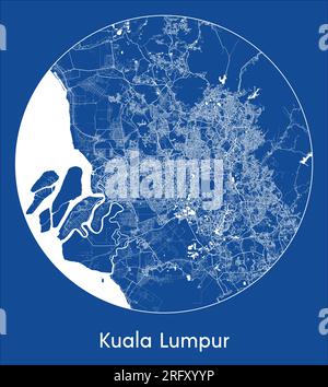 Stadtplan Kuala Lumpur Malaysia Asien Blau runder Kreisvektor Stock Vektor