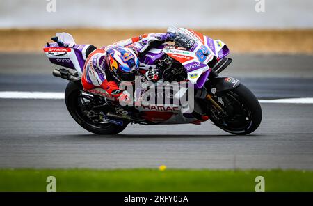 Jorge Martin von Prima Pramac Racing während des Monster Energy British Grand Prix 2023 in Silverstone, Towcester. Foto: Sonntag, 6. August 2023. Stockfoto