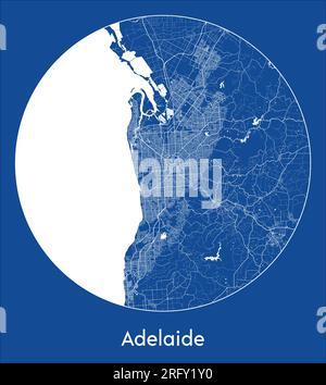 Stadtplan Adelaide Australien Blaudruck Kreisvektordarstellung Stock Vektor