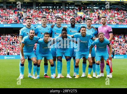 6. August 2023; Aviva Stadium, Dublin, Irland: Pre Season Football Friendly, Manchester United gegen Athletic Bilbao; Athletic Bilbao startet die Gegenüberstellung für das Spiel Stockfoto