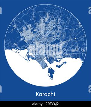 Stadtplan Karatschi Pakistan Asien Blauer Kreisvektor Stock Vektor