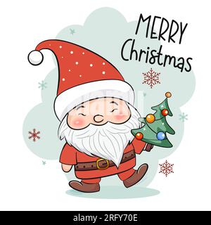 Frohe Weihnachten, fröhliche Weihnachtsmann Grußkarte. Stock Vektor