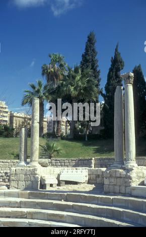 Die archäologische Stätte am römischen Amphitheater Kom El Bekka im Zentrum von Alexandria am Mittelmeer in Ägypten in Nordafrika. E Stockfoto