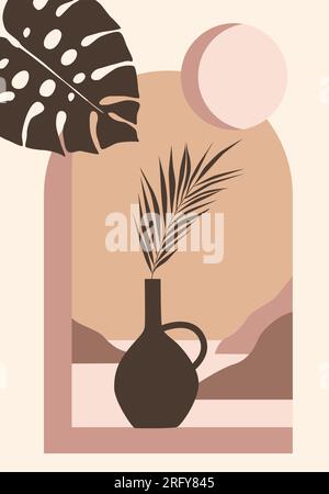 Abstraktes Poster. Minimalistisches Boho-Muster. Altstadt. Stock Vektor