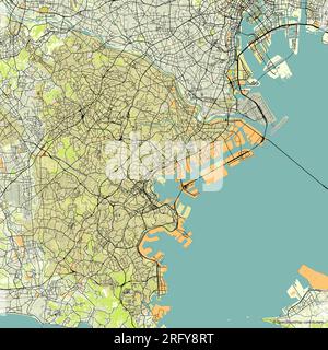 Vector Stadtplan von Yokohama Kanagawa Japan Stock Vektor