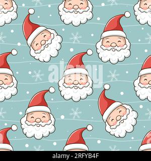 Frohe Weihnachten, Weihnachtsmann, nahtloses Muster. Stock Vektor