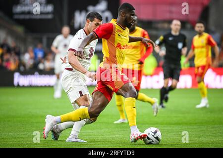 Linse, Frankreich. 02. Aug. 2023. Kevin DANSO von Lens während des saisonfreundlichen Fußballspiels zwischen RC Lens und dem Turin FC am 2. August 2023 im Bollaert-Delelis-Stadion in Lens, Frankreich – Photo Matthieu Mirville/DPPI Credit: DPPI Media/Alamy Live News Stockfoto