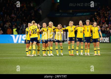 Melbourne, Australien. 06. Aug. 2023. Die schwedische Mannschaft, die während der FIFA Women's World Cup Australien & Neuseeland 2023. Runde 16 zwischen Schweden und den USA im Melbourne Rectangular Stadium gesehen wurde. Schweden gewann das Spiel mit den Elfmetern 5-4. Kredit: SOPA Images Limited/Alamy Live News Stockfoto