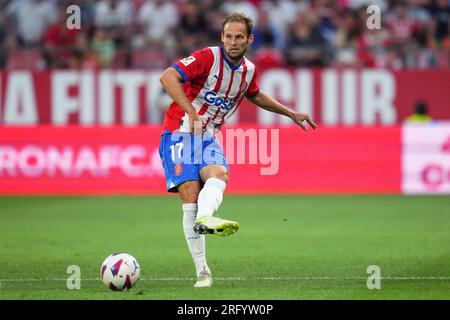 Girona, Spanien. 06. Aug. 2023. Daley Blind of Girona FC während des Costa Brava Cup-Spiels vor der Saison zwischen dem Girona FC und SS Lazio, das am 6. August 2023 in Girona, Spanien, im Montilivi Stadium gespielt wurde. (Foto: Alex Carreras/PRESSINPHOTO) Kredit: PRESSINPHOTO SPORTS AGENCY/Alamy Live News Stockfoto