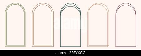 Moderne, minimalistisch-ästhetische Bogenrahmen im trendigen Bo-Ho-Stil. Modernes Y2K-Vektordesign – geometrische Form für Banner, soziale Medien Stock Vektor