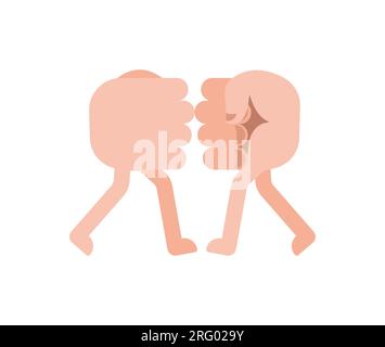 Die Fäuste schlagen sich. Fäuste kämpfen. Feindschaftsbegriff und Kampfsymbol. Stock Vektor