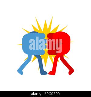 Die Fäuste schlagen sich. Fäuste kämpfen. Feindschaftsbegriff und Kampfsymbol. Stock Vektor