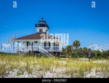 Der Port Boca Grande Lighthouse am Golf von Mexiko im Gasparilla Island State Park auf Gasparilla Island Florida Stockfoto