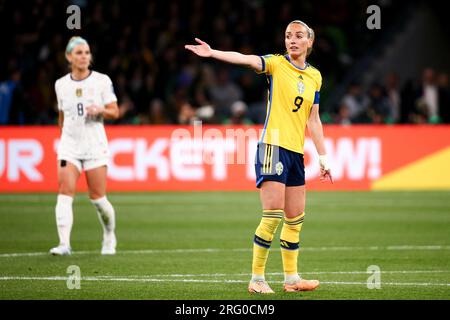 Melbourne, Australien, 6. August 2023. Kosovare Asllani (Vizekapitän) von Schweden während des Fußballspiels der Frauen-Weltmeisterschaft zwischen Schweden und den USA im AAMI Park am 06. August 2023 in Melbourne, Australien. Kredit: Dave Hewison/Speed Media/Alamy Live News Stockfoto