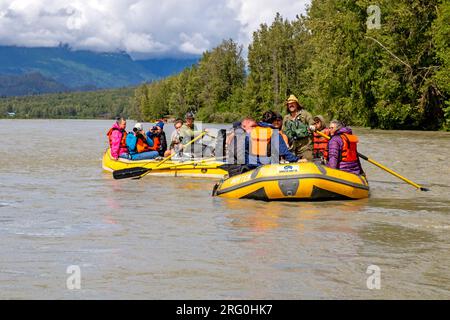 Rafting auf dem Chilkat River, Chilkat bald Eagle Preserve Stockfoto