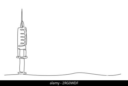 Spritze eine Strichzeichnung isoliert auf weißem Hintergrund Stock Vektor
