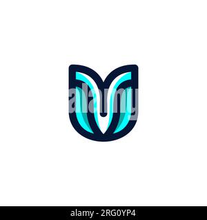 Modernes Design mit U-Logo. V-Logo-Blumenvektor Stock Vektor